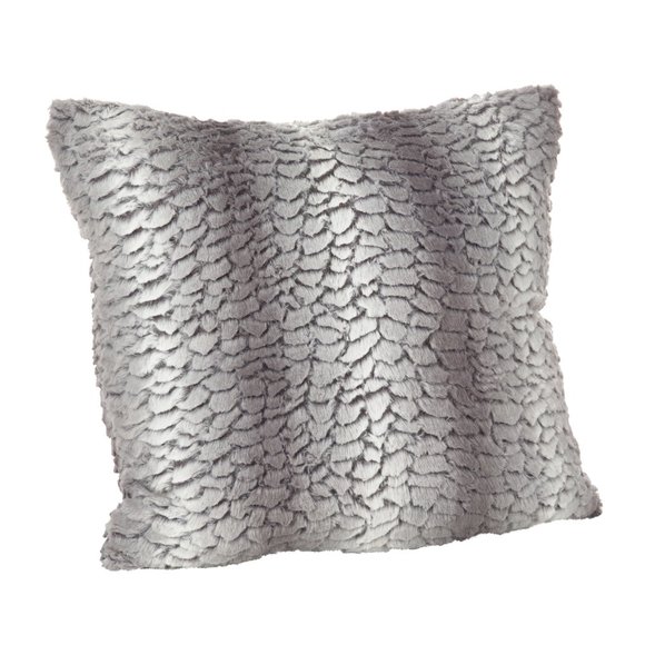 Plush Faux Fur Pillow Covers 18" Square, in Grey or Natural (set of 2 Covers) - Picture 3 of 4